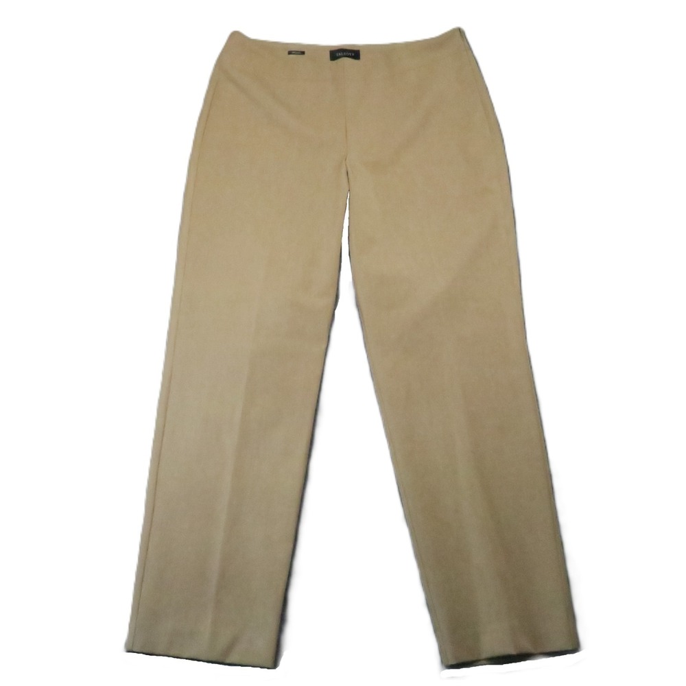 Talbots Heritage Dress Pants Size 14 Beige Straight Leg Zip Career Old Money NEW
